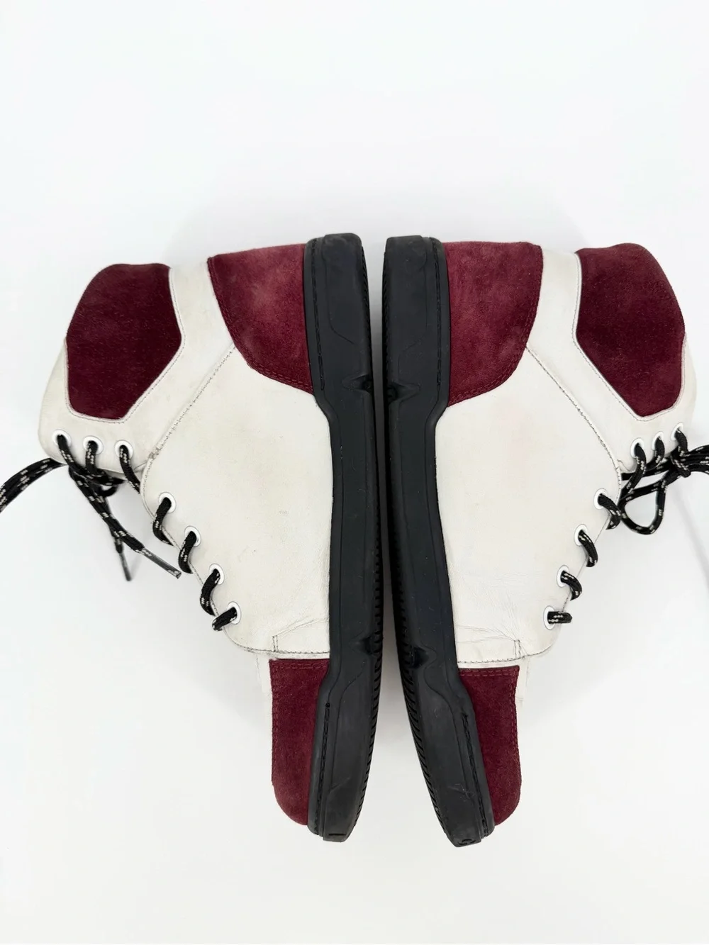 Gucci Burgundy/White GG Interlocking Leather Lace Up High Top Sneakers